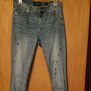 Lucky Brand, bug embroidered ava skinny jeans